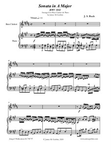 Sonata for Flute and Harpsichord No.3 in A Major, BWV 1032: Version for Bass Clarinet and Piano by Johann Sebastian Bach