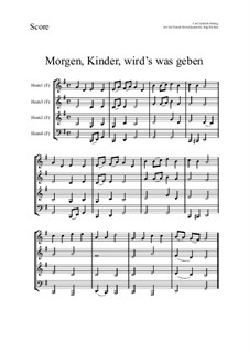 Morgen, Kinder, wird's was geben: For French Horn Quartet by Carl Gottlieb Hering