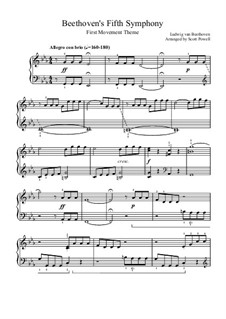 Movement I: Theme, for intermediate piano by Ludwig van Beethoven
