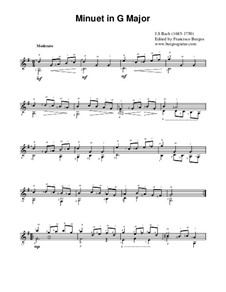 No.4 Minuet in G Major, BWV Anh.114: For guitar (notation only) by Johann Sebastian Bach