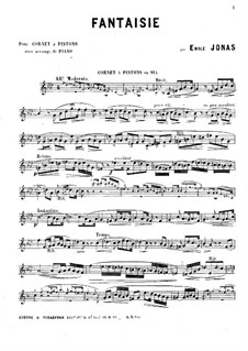 Fantaisia No.1 for Cornet and Piano: parte Solo by Emile Jonas