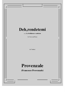 La Stellidaura vendicata. Deh, rendetemi: F minor by Francesco Provenzale
