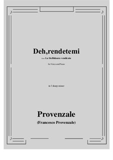 La Stellidaura vendicata. Deh, rendetemi: F sharp minor by Francesco Provenzale