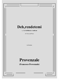 La Stellidaura vendicata. Deh, rendetemi: D minor by Francesco Provenzale