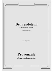 La Stellidaura vendicata. Deh, rendetemi: C sharp minor by Francesco Provenzale