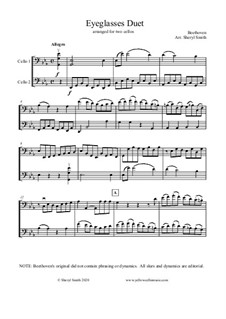 Eyeglasses Duet, arranged for two cellos (cello duet, cello duo): Eyeglasses Duet, arranged for two cellos (cello duet, cello duo) by Ludwig van Beethoven