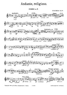 Andante Religioso for French Horn and Organ, Op.74: Parte de solo by Bernhard Eduard Müller