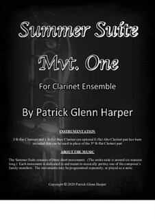 Summer Suite for Clarinet Ensemble: Movement 1 by Patrick Glenn Harper