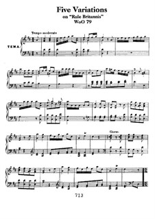 Five Variations on the Popular English Song 'Rule Britannia', WoO 79: Para Piano by Ludwig van Beethoven