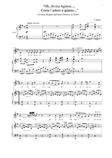 Beatrice di Tenda: Oh, divina Agnese... Come t'adoro e quanto... Cavatina d'Edgaro by Vincenzo Bellini