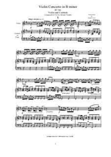 Concerto for Violin and Strings in B Minor, RV 386: Version for violin and cembalo (or piano) by Antonio Vivaldi