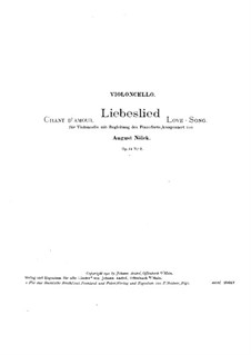 Five Pieces, Op.15: No.2 Love Song – Part by August Nölck