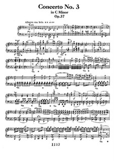 Concerto for Piano and Orchestra No.3, Op.37: Versão para dois pianos de quatro mãos by Ludwig van Beethoven