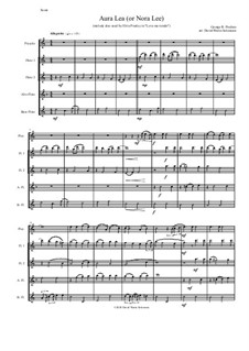 Aura Lee: For flute and piccolo quintet by George R. Poulton