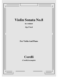 Sonata No.8: arranjo para violino e piano by Arcangelo Corelli