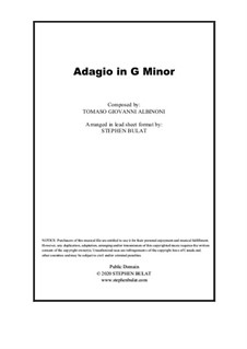 Adagio in G Minor: Parttitura principal by Tomaso Albinoni