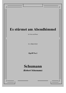 Six Songs, Op.89: No.1 Es stürmet am Abendhimmel (c sharp minor) by Robert Schumann