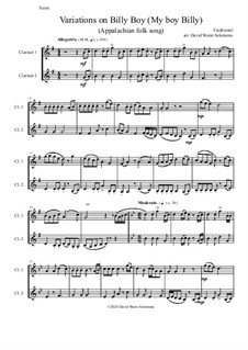 Variations on Billy Boy (My boy Billy): For 2 clarinets by folklore