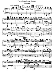 Two Symphonic Dances, Op.14: versão para piano de quatro mãos by Edvard Grieg