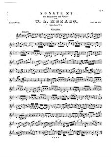 Sonata for Violin and Piano No.3 in B Flat Major, K.8: Parte de solo by Wolfgang Amadeus Mozart
