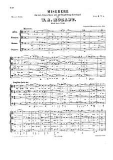 Miserere for Voices and Organ in A Minor, K.85: Miserere for Voices and Organ in A Minor by Wolfgang Amadeus Mozart