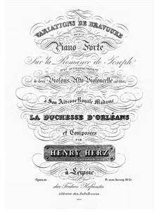 Variations de Bravoure sur la Romance de Joseph, Op.20: Para Piano by Henri Herz