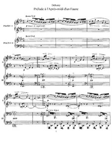 Prélude à l'après-midi d'un faune (Prelude to the Afternoon of a Faun), L.86: arranjos para dois pianos de quatro mãos by Claude Debussy