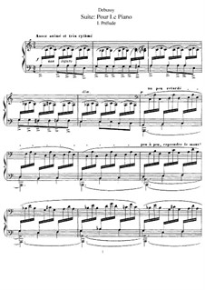 Pour le piano. Suite, L.95: para um único musico (Editado por H. Bulow) by Claude Debussy
