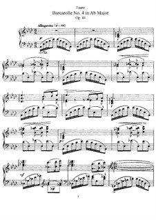Barcarolle No.4 in A Flat Major, Op.44: Para Piano by Gabriel Fauré