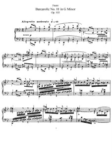 Barcarolle No.11 in G Minor, Op.105: Para Piano by Gabriel Fauré