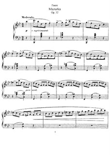 Mazurka in B Flat Major, Op.32: Para Piano by Gabriel Fauré
