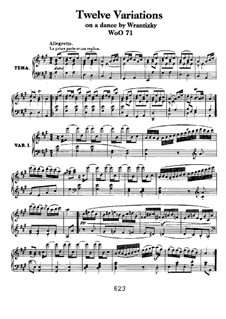 Twelve Variations on Russian Dance from 'Das Waldmädchen' by P. Wranitzky, WoO 71: Para Piano by Ludwig van Beethoven