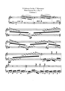Concerto for Piano and Orchestra No.1, Op.15: Cadenzas to movement I by Ludwig van Beethoven