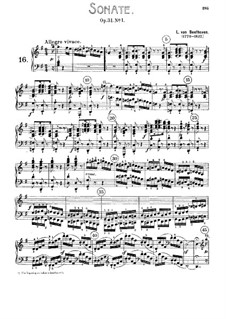 Sonata for Piano No.16, Op.31 No.1: para um único musico (Editado por H. Bulow) by Ludwig van Beethoven