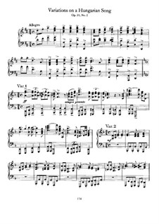 Variations on Hungarian Song, Op.21 No.2: Para Piano by Johannes Brahms