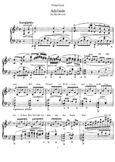 Transcription on 'Adelaide' by Beethoven, S.466: Para Piano by Franz Liszt