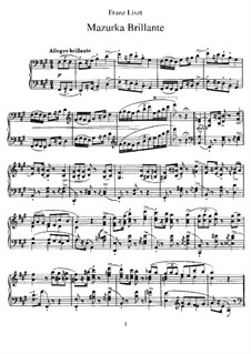 Mazurka Brilliant in A Major, S.221: Para Piano by Franz Liszt