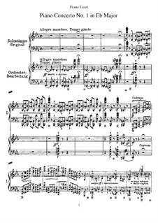 Piano Concerto No.1 (for Two Pianos Four Hands), S.650: partitura para piano by Franz Liszt