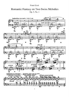 Romantic Fantasia on Two Swiss Melodies, S.157 No.1: Para Piano by Franz Liszt