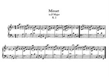 Minuet for Piano in F Major, K.2: para um único musico (Editado por H. Bulow) by Wolfgang Amadeus Mozart