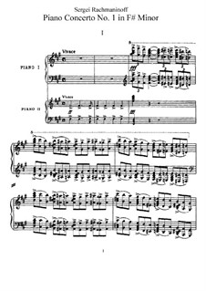 Piano Concerto No.1 in F Sharp Minor, Op.1: Versão para dois pianos de quatro mãos by Sergei Rachmaninoff