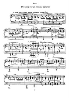 Pavane pour une infante défunte (Pavane for a Dead Princess), M.19: Para Piano by Maurice Ravel