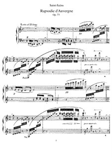 Rhapsodie d'Auvergne, Op.73: dois pianos de quatro mãos by Camille Saint-Saëns