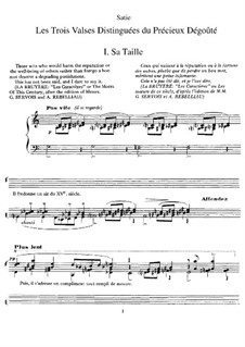 Les trois valses distinguées du précieux dégoûté: Para Piano by Erik Satie