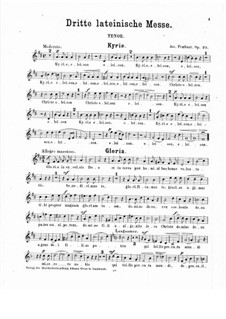 Latin Mass No.3 in D Major, Op.25: parte tenor by Josef Pembaur