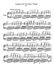 Variations on the Name 'Abegg', Op.1: para um único musico (Editado por H. Bulow) by Robert Schumann