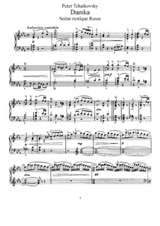 Dumka. Russian Rustic Scene, TH 145 Op.59: Para Piano by Pyotr Tchaikovsky