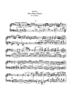 Five Piano Pieces, D.459: para um único musico (Editado por H. Bulow) by Franz Schubert