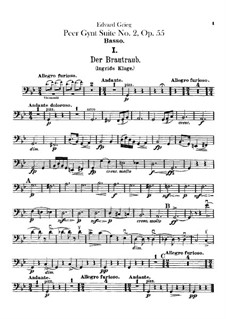 Suite No.2, Op.55: Double basses parts by Edvard Grieg