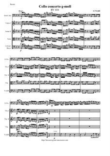 Concerto for Cello and Strings in G Minor, RV416: partituras completas, partes by Antonio Vivaldi